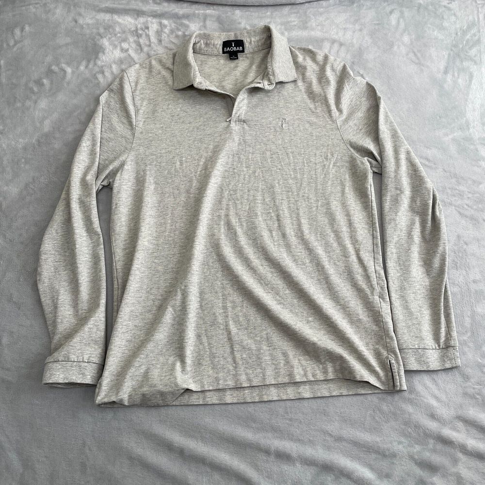 Baobab Shirt Men Extra Large Grey Perfect Polo Golf Logo Pima Cotton Snap